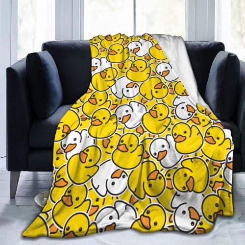 Perinsto Cute Rubber Ducks Throw Blanket Ultra Soft Warm All Season Cartoon Duckies Decorative Fleece Blankets for Bed Chair Car Sofa Couch Bedroom 50"X40"