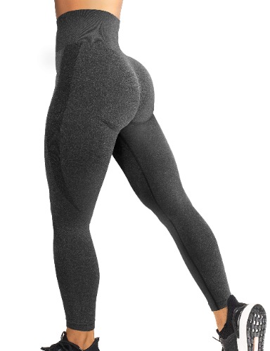 YEOREO Women High Waist Seamless Workout Leggings Gym Smile Contour Yoga Pants Athletic Tights, #0 Black Speckled, X-Large - X-Large - #0 Black Speckled