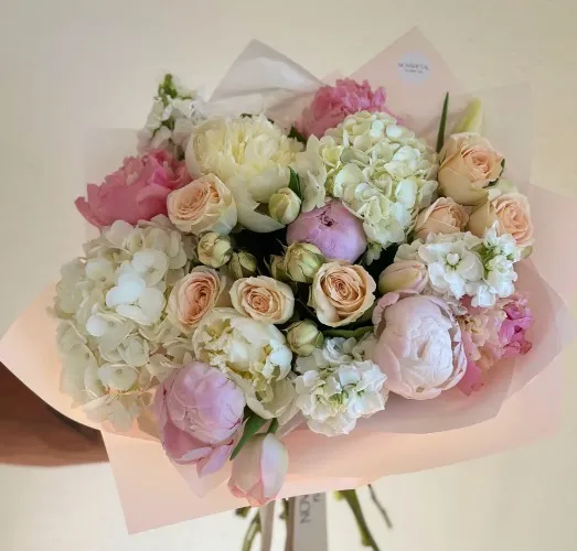 Blush mix Peony and Hydrangea Bouquet