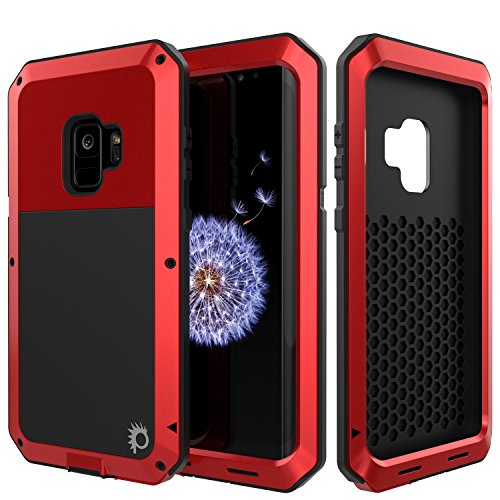 Galaxy S9 Metal Case, Heavy Duty Military Grade Armor Cover [Shock Proof] Hybrid Full Body Hard Aluminum & TPU Design [Non Slip] W/Prime Drop Protection for Samsung Galaxy S9 [Red] - Red