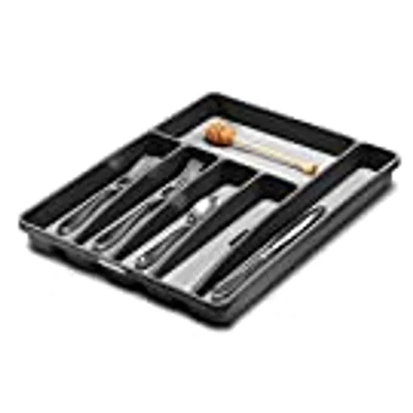 madesmart Classic Large Silverware Tray - Granite |CLASSIC COLLECTION | 6-Compartments| Kitchen Drawer Organizer | Soft-Grip Lining and Non-Slip Rubber Feet | BPA-Free