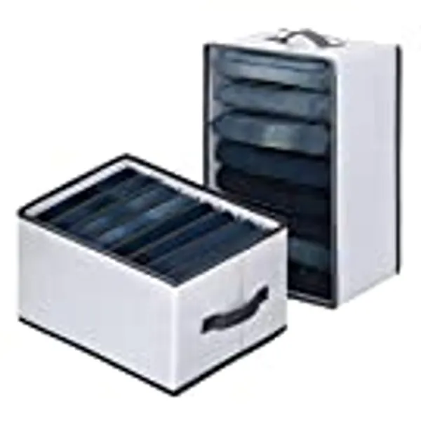 SOLARVALLEY 2 Pcs Closet Organizers storage for Clothing,Underwear Drawer Organizer Clothes,Clothes Organizer for Folded Clothes,PP Plate Nylon Mesh Foldable Wardrobe Clothes Organizer(8Grids)