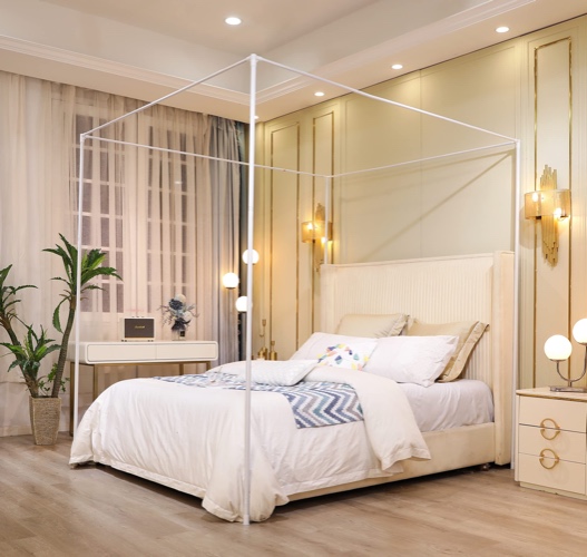 Mengersi Canopy Bed Frame King Size,Bed Canopy Frame Post Bed Poles,Canopy Bed Curtains Frame Bracket Fit for Metal Bed Wood Bed Bedroom Decor,White - King White