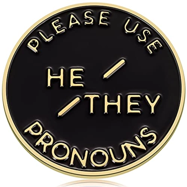 Ukodnus Stainless Steel They Them Pronoun Pin - Trans Pins for Gay & Lesbian - Gay Pride Accessories - LGBTQ Pins for Pride Festivals