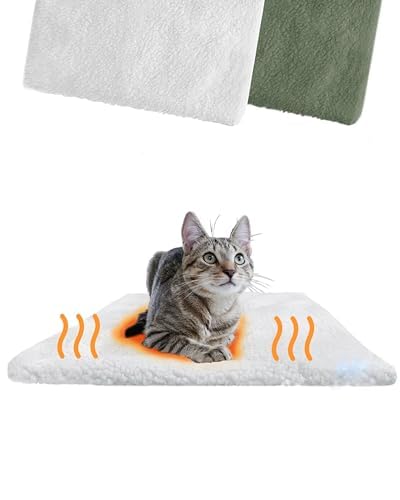 PiuPet® Selbstheizende Katzendecke I 60x45cm I Heizdecke ohne Strom I für Wärmedecke I Wärmematte I Katzen Decken - Weiß - Für Katzen