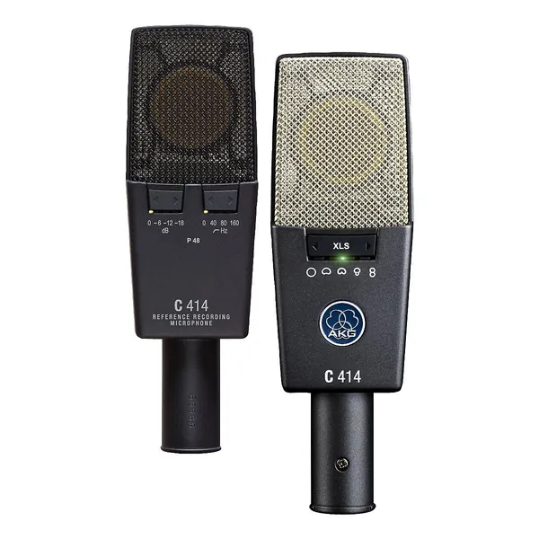 AKG C414 XLS Large Diaphragm Condenser Microphone, Stereo Matched Pair, legendary sound quality, 9 selectable polar patterns, highly versatile - Black (Stereo Matched 2 Pack)