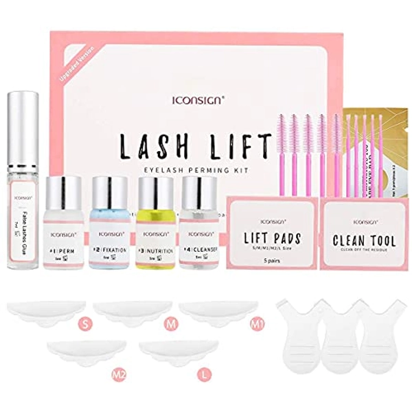 ICONSIGN Wimpernlifting-Set, 2023 Aktualisiertes Lash Lift Kit, Professionelles Semipermanentes Curling-Wimpern-Dauerwellen-Set, Geeignet Für den Salon- und Heimgebrauch, Weiß, Individuell