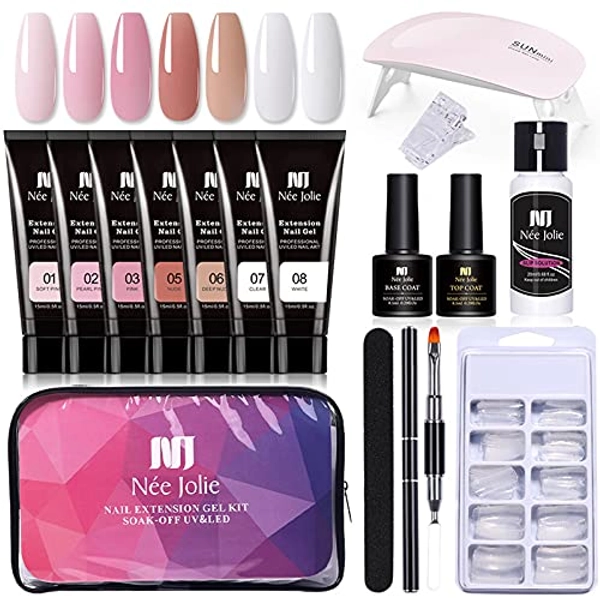 Anself 7 Farben Nagelgel Set mit Decklack Basislack Nagellampe UV LED Nagelgel Set Nail Art Kit Maniküre Tools Set Salon Nail Tool Kit
