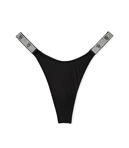 Victoria's Secret Women's Very Sexy Shine Strap Thong Underwear, Panties for Women (XS-XXL) - Small - Black Smooth Monogram