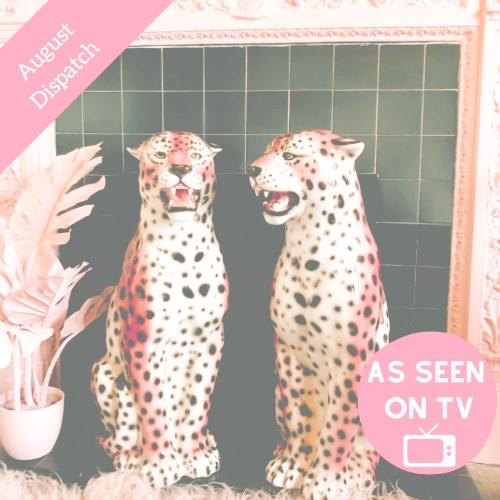 Pink Ceramic Leopard Statue