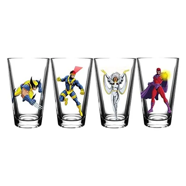 
                            X-Men Pint Glass Set - 16 oz. Glass Capacity - Set of 4 Glasses - Classic Designs
                        
