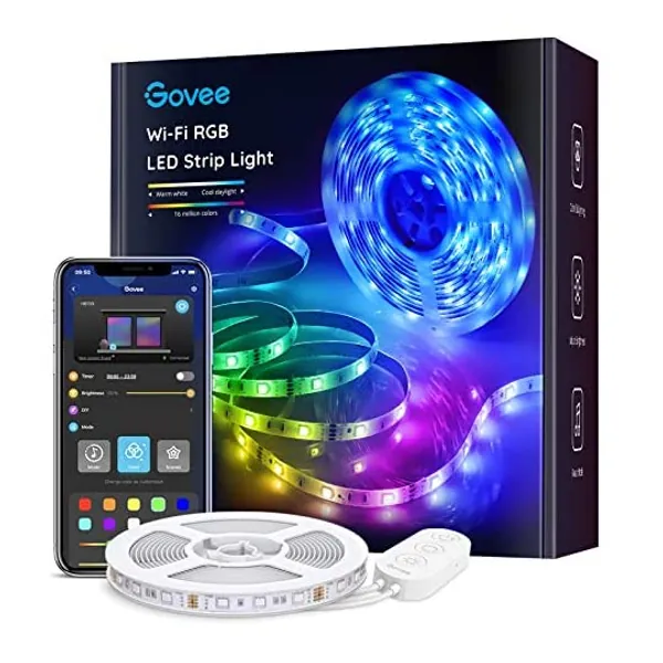 
                            Govee Smart LED Strip Lights, 16.4ft WiFi LED Lights Work with Alexa and Google Assistant, RGB Color Changing, 16 Million Colors with App Control and Music Sync for Home, Kitchen, TV, Party
                        