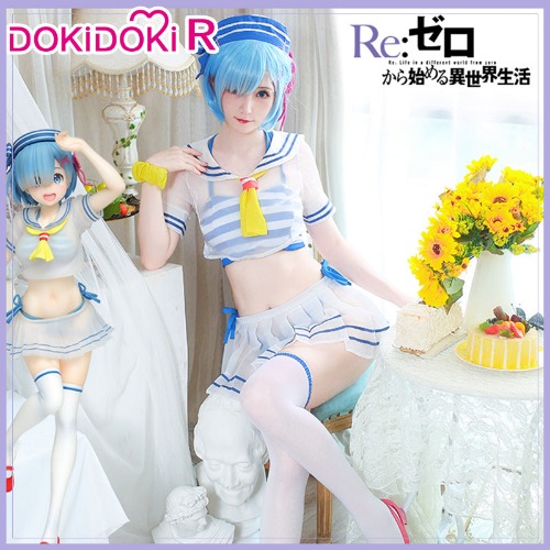 DokiDoki-R Anime Re Life in a different world from zero Cosplay Rem Swimsuit Marine Ver Halloween | M