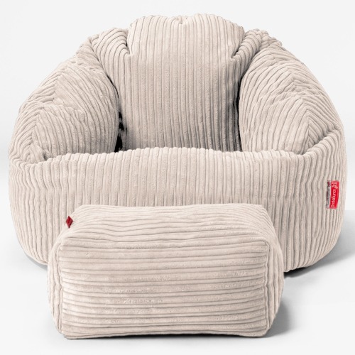 Bubble Bean Bag Chair - Cord Ivory | Ivory / With Footstool + £25