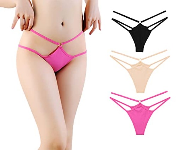marysgift Thongs for Women Cotton G String T Back Underwear Seamless Panties Tangas Knickers 3 Pack - 6-8 - V03