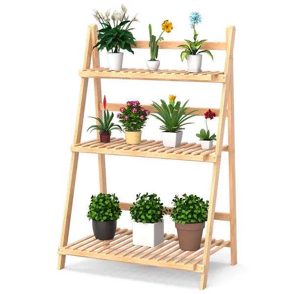 TANGZON 3-Tier Bamboo Plant Rack