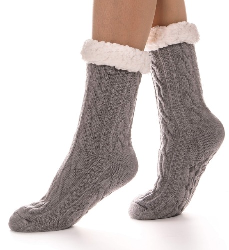 Sandsuced Women Slipper Fluffy Socks Cosy Thick Fleece Winter Warm Plush Cabin Comfy Christmas Gift Stocking Stuffer with Grips Fuzzy Bed Socks