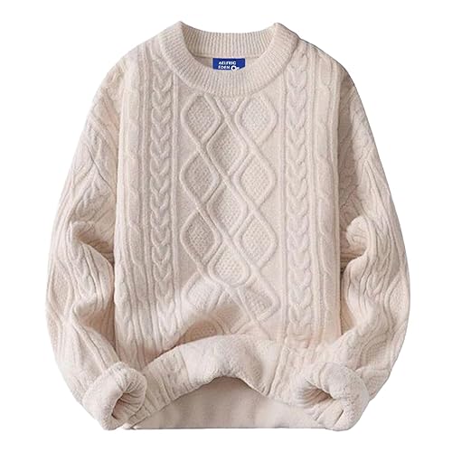 [Aelfric Eden] 90s Vintage Knitted Long Sleeve Unisex Woven Crewneck Pullover - Medium / 09-d-beige