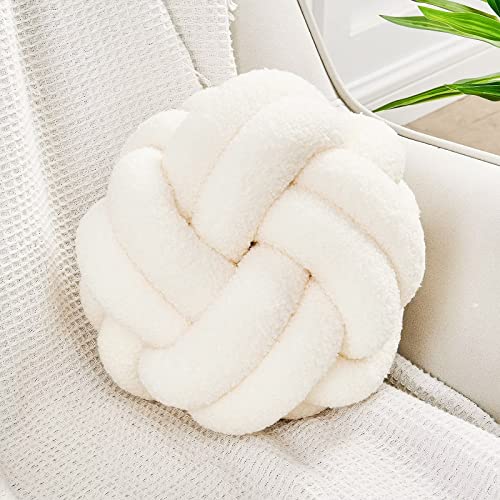 [Uvvyui] Soft Ivory Knotted Pillow Ball Decor - 11 Inches