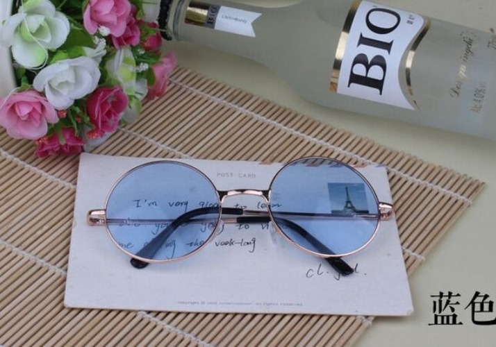 Candy Colored Circle Glasses - Blue