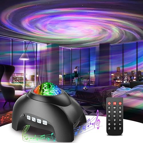 Rossetta Galaxy Projector, Star Projector Light for Bedroom, Bluetooth Speaker and 8 White Noise, Night Light for Kids Adults Game Room, Home Theater, Ceiling, Christmas, Room Decor - Black Galaxy