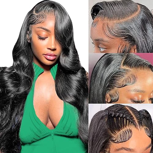 13x6 Lace Front Wigs Human Hair Pre Plucked 180 Density 26 Inch HD Body Wave Lace Front Wigs Human Hair 10A Frontal Wigs Human Hair wigs for Women Glueless Wigs Human Hair Pre Plucked Black wig - 26 Inch - black