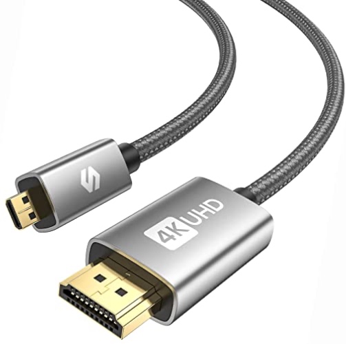 Silkland Micro HDMI to HDMI Cable 2M/6.6ft 4K@60Hz, Supports Ethernet, 3D, HDR and ARC, Compatible with GoPro HERO7 Black Hero 5 4 6, Raspberry Pi 4, Sony A6300 A6400 Camera, Lenovo Yoga Pro 3 - 2m