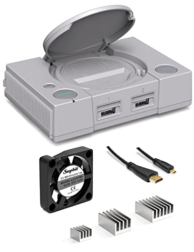 RETROFLAG PiStation Case Pi 4 Case with Safe Shutdown Safe Reset, Raspberry Pi 4 Case with Heatsinks Fan HDMI Cable for Raspberry Pi 4 model B - pspi case