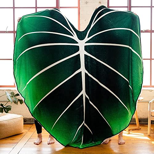 Green Leaf Throw Blanket