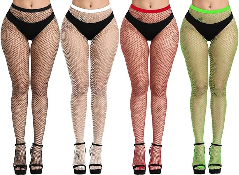 Women's High Waisted Fishnet Stockings Sexy Tights Thigh High Pantyhose - 4color-1