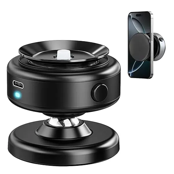 Jkoailiwi Upgraded 360-degree Adjustable Vacuum Magnetic Suction Cup Phone Mount, Hands-Free Magnetic Cell Phone Holder for Car/Gym/Mirror/Smooth Surface, Compatible with Magsafe iPhone, Black - Black