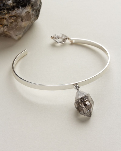 Stone Free Herkimer Cuff | Silver Plated Brass