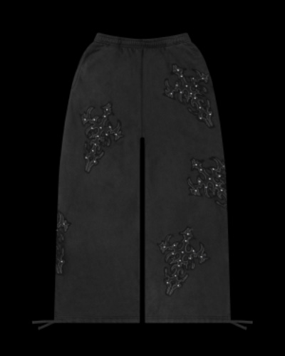 SINNER STUDDED OVERSIZED SWEATPANTS BLACK VINTAGE WASH | S