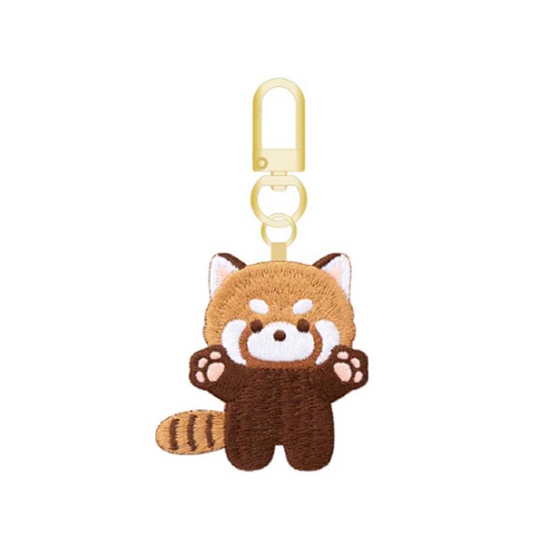 Embroidered Red Panda Keychain: Whimsical Charm - F