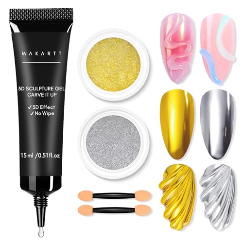 Makartt 3D Nail Gel and Chrome Nail Powder Kit