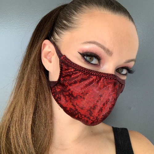 Red Shimmer Rave Mask - Roma M111 - One Size / Red
