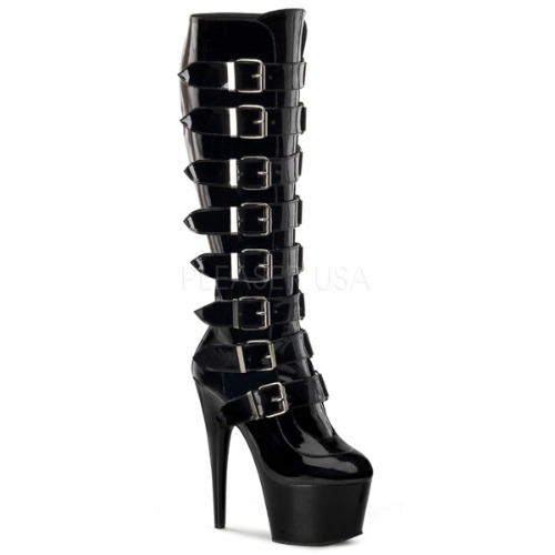 ADORE-2043 Plateau Overknee Stiefel Schwarz | Pleaser | EUR 40