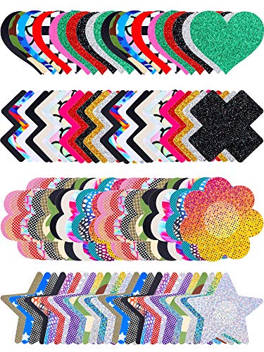 WILLBOND Multi Design Pasties Breast Covers Disposable Bra Satin Petal Stickers Adhesive Breast Pasties - 100 - Mixed Style