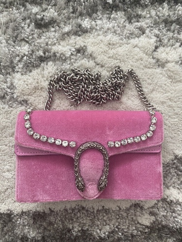 Gucci Dionysus Crystal Lined Super Mini Pink In Velvet