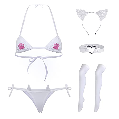 SPORCLO Cute Anime Lingerie Sets Sexy Bra and Panty Set Costume Cosplay Bikinis for Women - Cat Paw