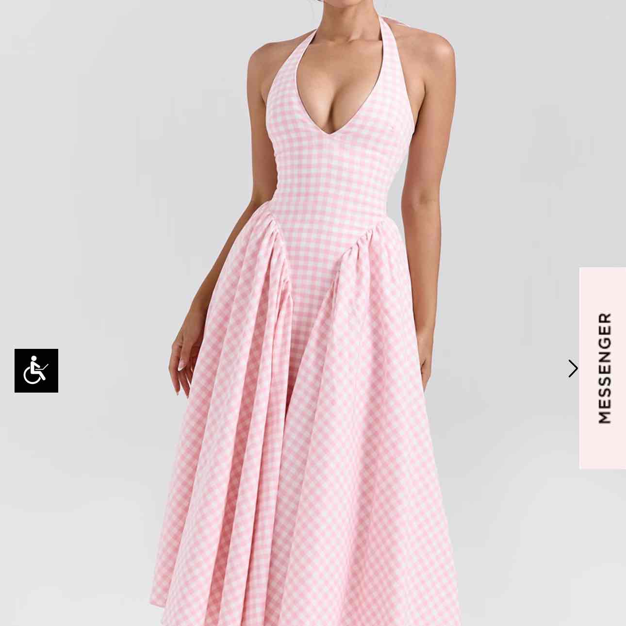 Marilyn Strawberry Shortcake Gingham Halter Midi Sundress