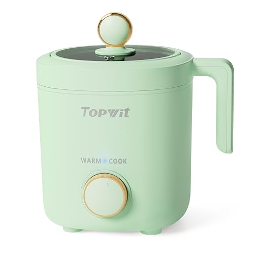 TOPWIT Rice Cooker Small, 2-Cups Uncooked, 1.2L Mini Rice Cooker with Non-stick Coating, BPA Free, Portable Rice Maker with One Touch & Keep Warm Function, Green - A(Green)