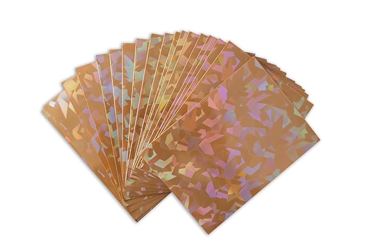 Premium Preferred Protection 100 Gold Holographic Card Sleeves Perfect Fit Shiny Trading Card Sleeves Standard Size Pokemon Sleeves | Fits Metazoo, Magic The Gathering, Pokemon, Dragon Ball Super - Holographic Perfect Fit Sleeves - Gold