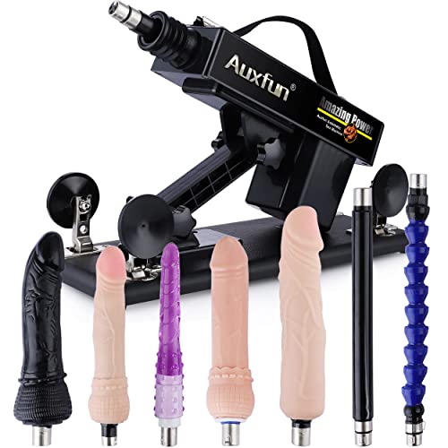 Auxfun Sex Machine Love Machine,3 XLR Connector Thrusting Dildo Automatic Machine with 7 Attachments for Men and Women - 1 Count (Pack of 1)