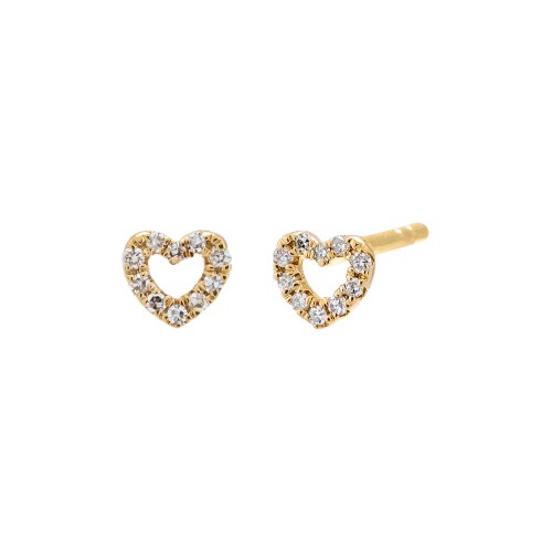 Diamond Pave Mini Heart Cutout Stud Earring - 14K Gold