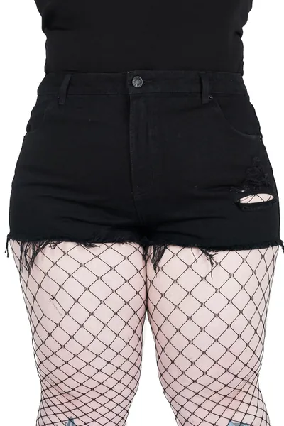 Nothing Goes Denim Shorts [PLUS] | 3XL / Black / 85% Cotton 24% Polyester 1% Elastane.