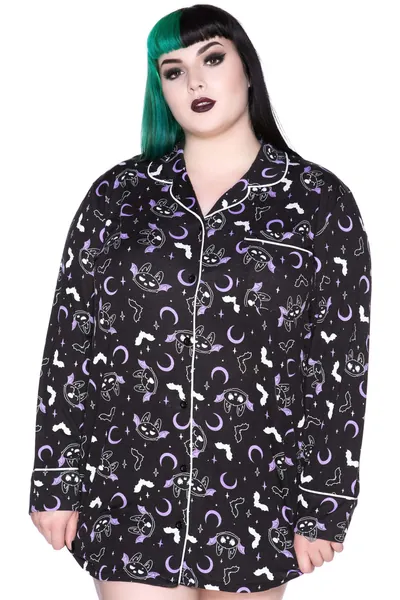 Batty Sleep Shirt [PLUS] | 4XL / Black / 95% Polyester, 5% Elastane.