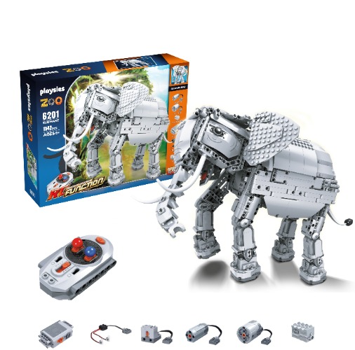 playsies® 6201 - Elefant mit Fernsteuerung, 1500 Teile, Motorisiert, Spielzeug zum Bauen, Zoo Serie | Standard Edition