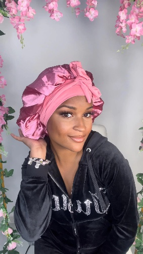 Luxury Satin Hair Bonnet: Adjustable Tie, Single or Double Lined | Black