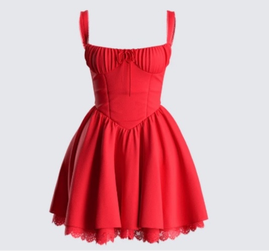 Finesse Brit Red Poplin Mini Dress
